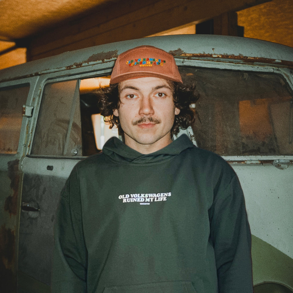 Green air-cooled VW hoodie with Old Volkswagens Ruined My Life print – vansofvw