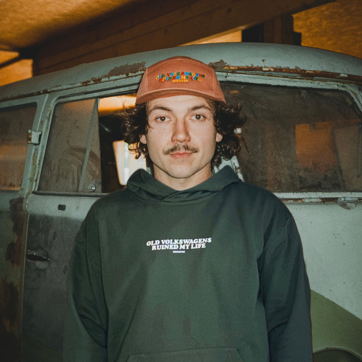 Green air-cooled VW hoodie with Old Volkswagens Ruined My Life print – vansofvw
